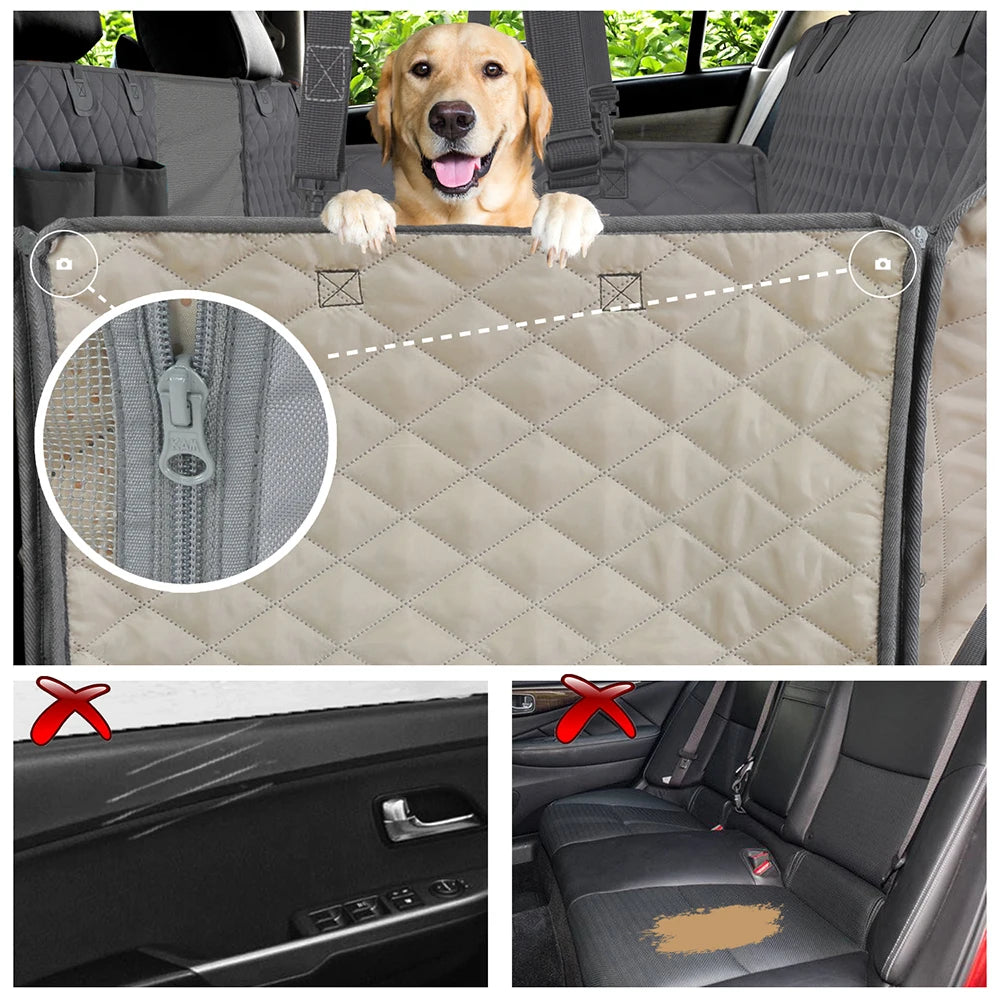 Waterproof Dog Pet Back Car Seat Cover Hammock Style Travel Protector, Rear Seat Mat & Carrier for Dogs"