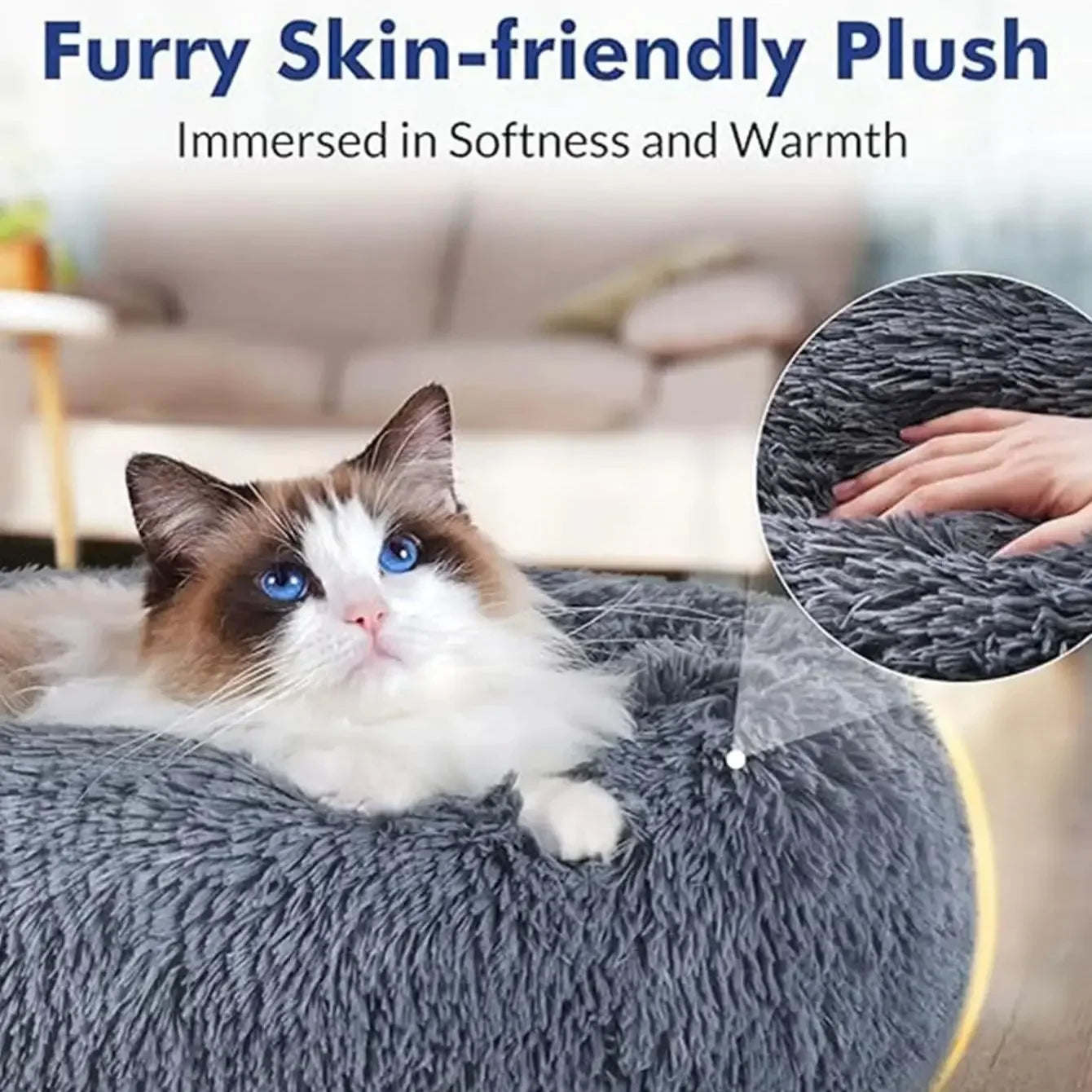  Round Pet Bed for Dogs & Cats