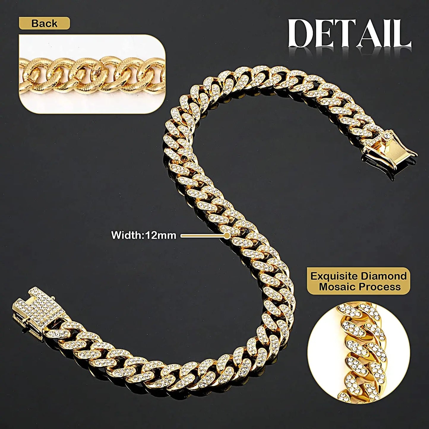 🔥Pet Dog Cat Metal Gold Chain Diamond Cuban Collar Link Luxury Necklace Bling🔥