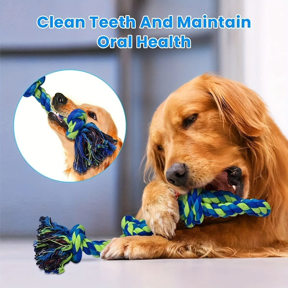 2-Pack Durable Rope Knot Dog Toys for Large Breeds  Dental Chew & Tug of War Play (60cm & 48cm)"