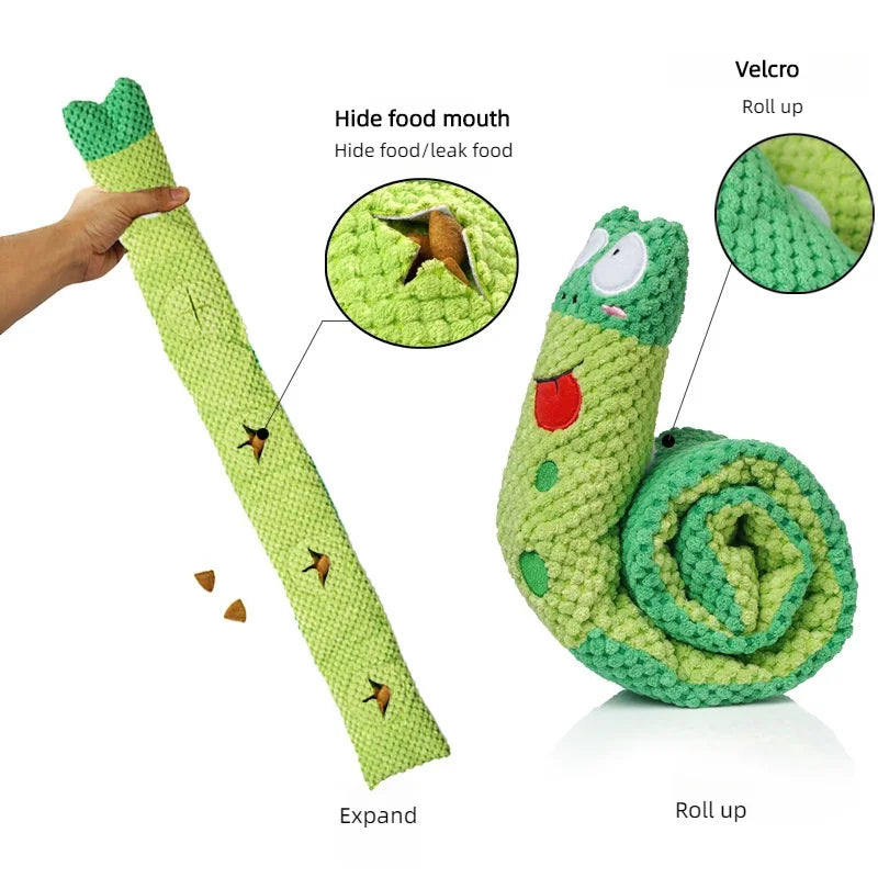 Interactive Dog Feeder chew Toy Indestructible Plush Squeaky Snail for Puppies & Dogs Durable, Foldable Pet Supplies