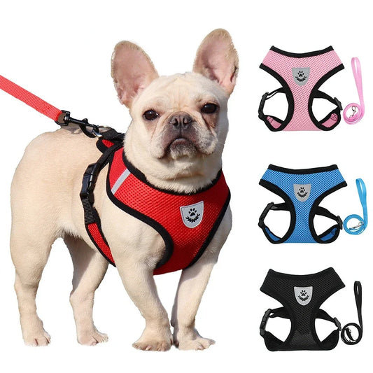 Adjustable Summer Cat & Dog Harness with Lead Leash Breathable Mesh Vest, Reflective, Polyester for Small Pets