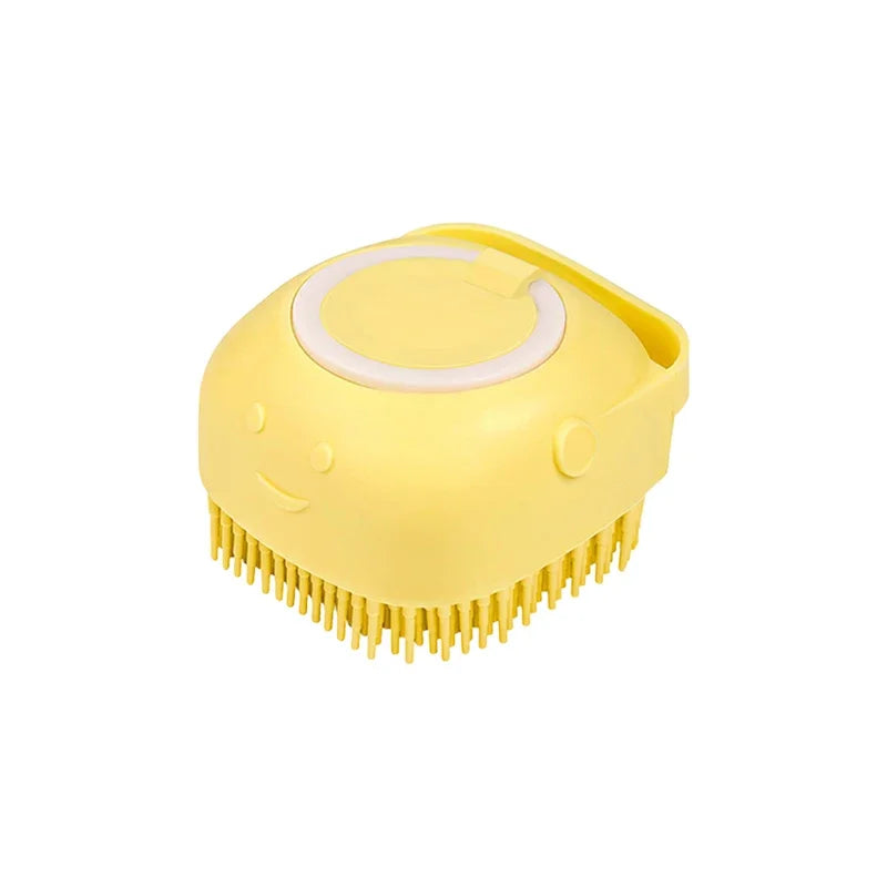 2-in-1 Dog & Cat Bath Brush Soft Silicone Massage Brush with Shampoo Dispenser for Grooming & Shower