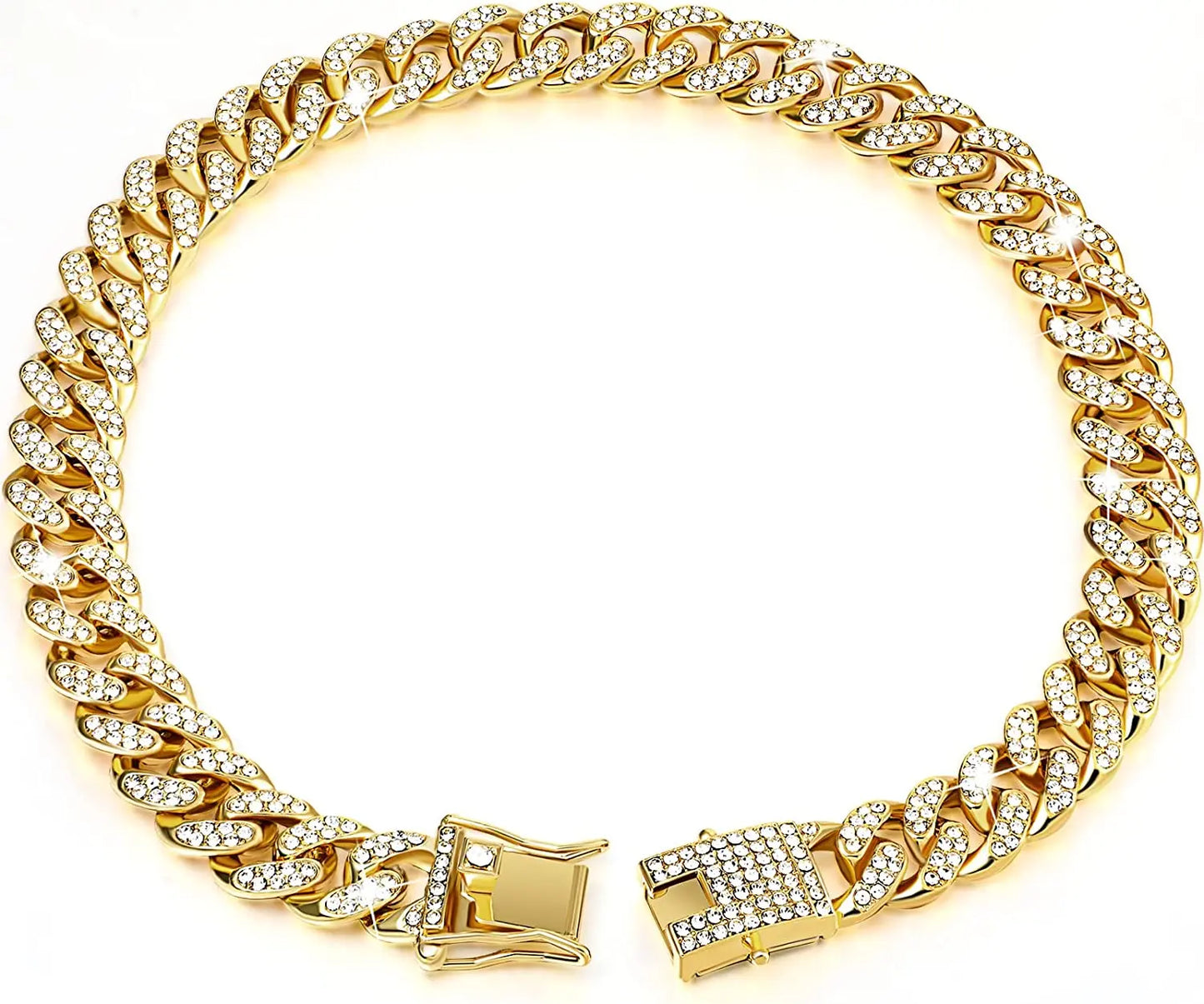 🔥Pet Dog Cat Metal Gold Chain Diamond Cuban Collar Link Luxury Necklace Bling🔥