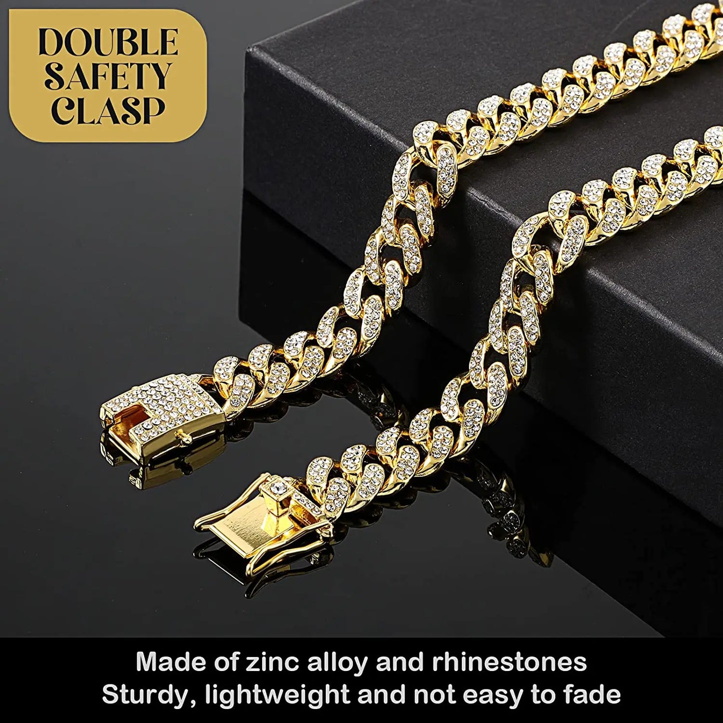 🔥Pet Dog Cat Metal Gold Chain Diamond Cuban Collar Link Luxury Necklace Bling🔥